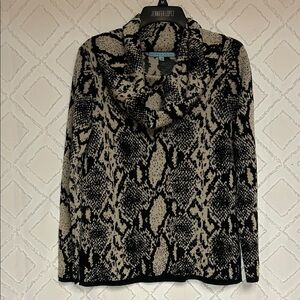 Chic Snake Print Cowl Neck Sweater